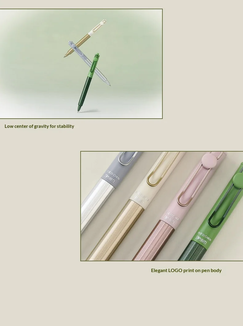 TANOOCI REBORN Einziehbarer Gelstift 0,5 mm, Morandi-Farbblockierung, Aluminiumgriff, reduziert Ermüdung der Hand, geschmeidiges, ästhetisches Schreibgerät – Detail 12
