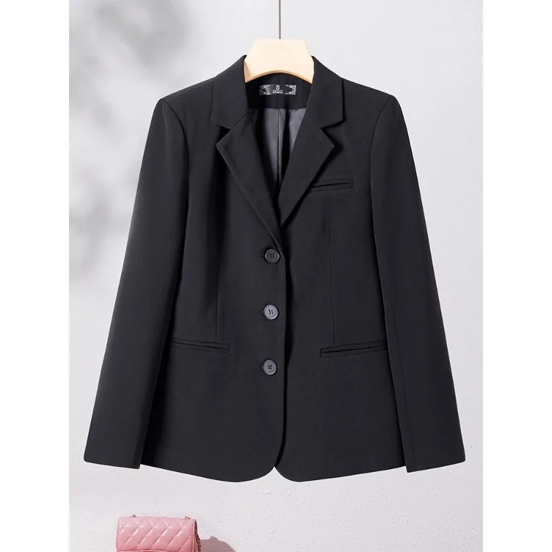 Jaket wanita lengan panjang, setelan Blazer kantor wanita, jaket wanita lengan panjang, kancing sebaris, pakaian kerja mantel Formal untuk musim gugur dan musim dingin