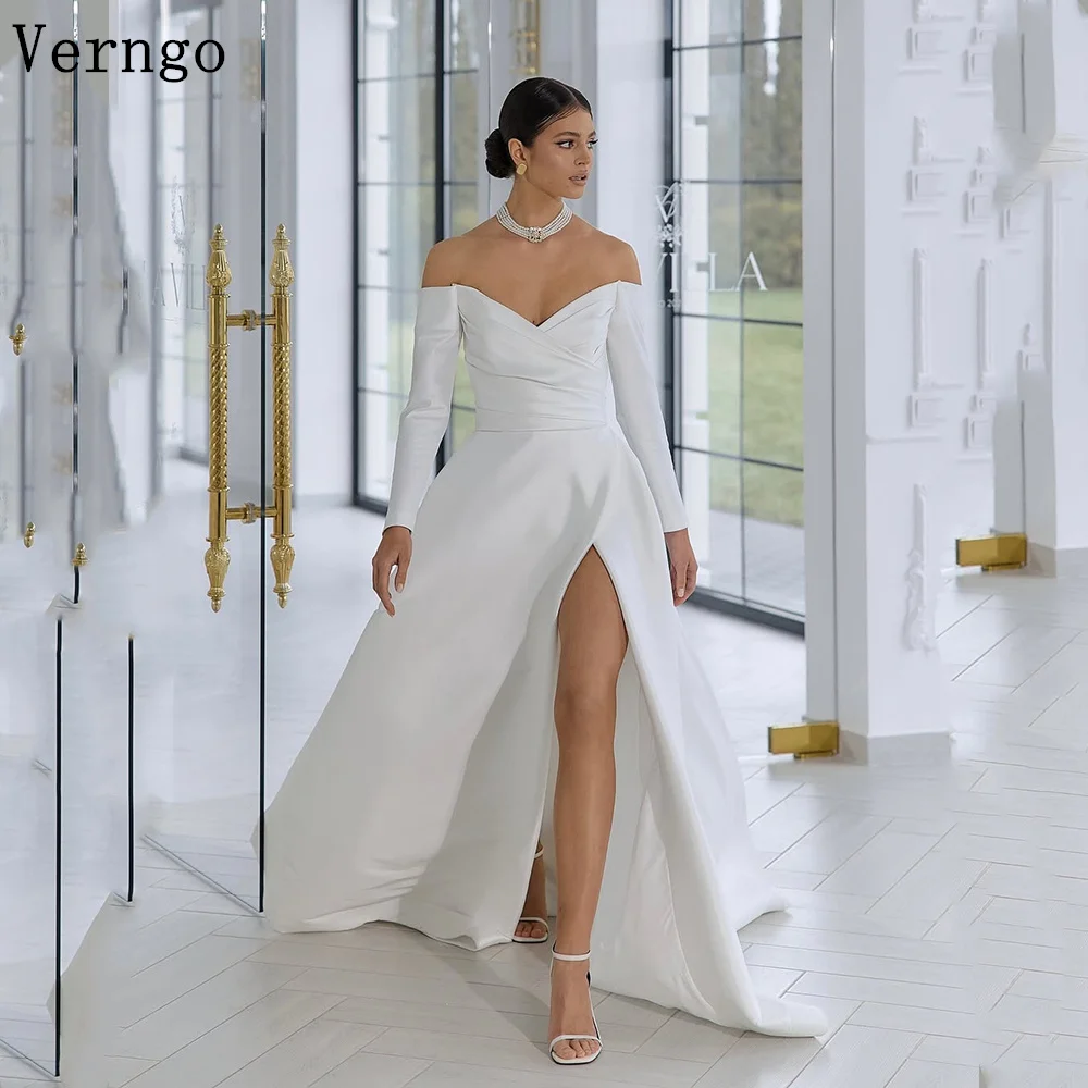 

Verngo lvory Satin Wedding Dress Sweetheart A Line Bridal Gowns Women Classy Modern Bride Dresses Customized