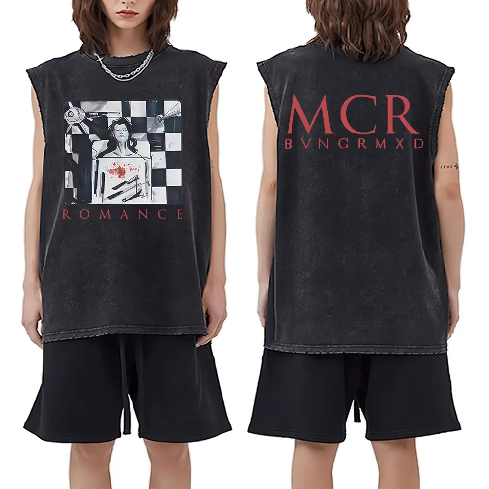 

My Chemical Romance Vintage Washed Tank Tops Men Women Retro Punk Emo Rock Band Sleeveless Vest Male Oversized Cotton T-shirt