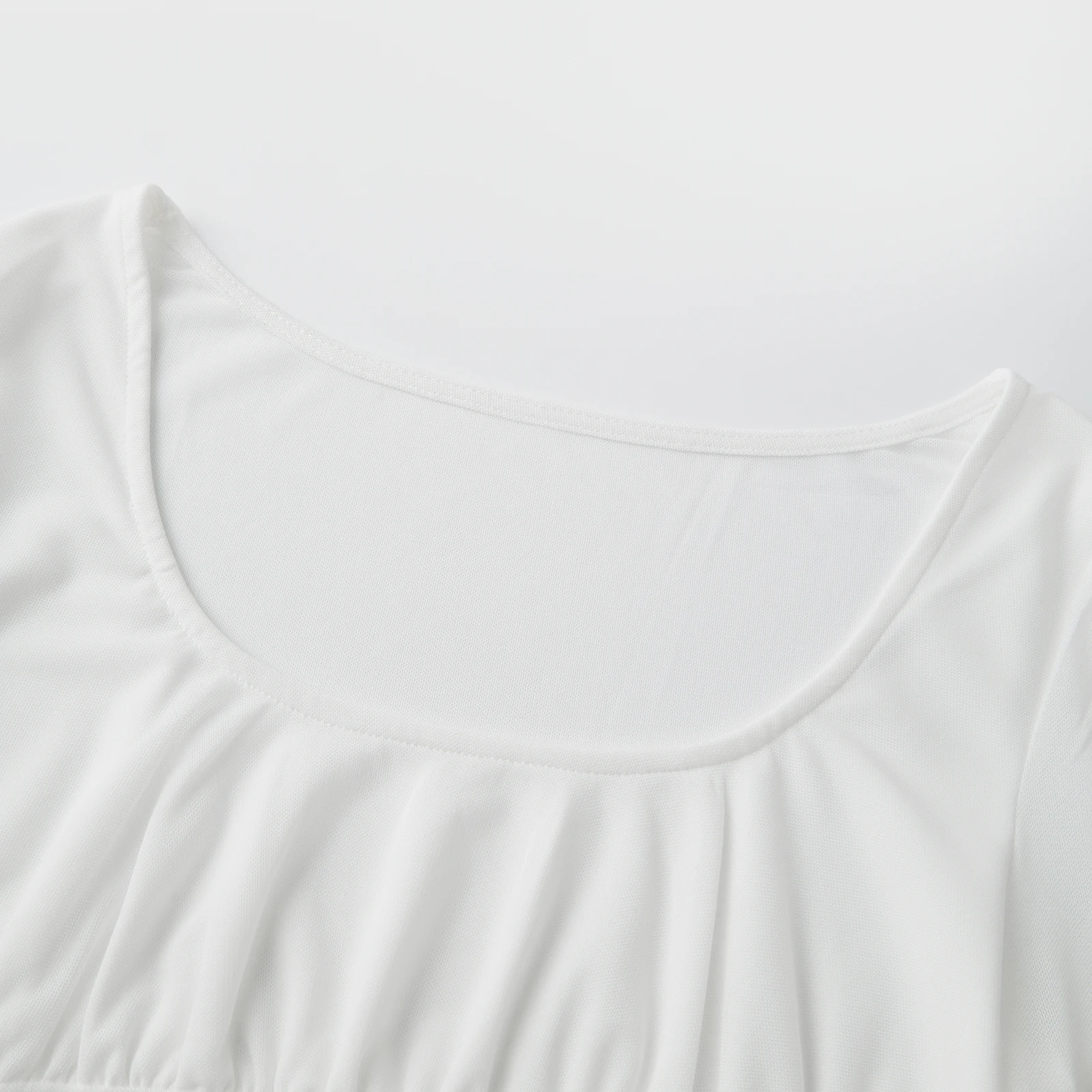 تي شيرت نسائي بلون سادة لربيع وخريف وأكمام طويلة ورقبة على شكل حرف U بقصة ضيقة وطبقة أساسية مقصوصة #4