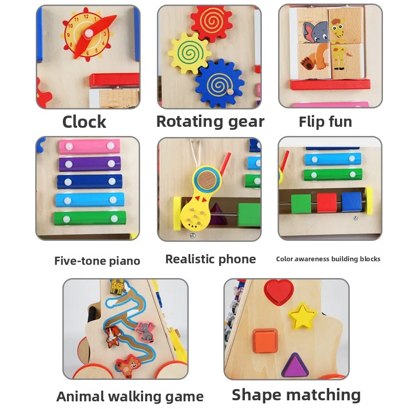 Giocattolo per bambini Multi-funzione Walker Puzzle Montessori Educazione Occupato Bordo Giocattolo Auto Parenting in legno Giocattoli matematici per bambini Giocattoli interattivi