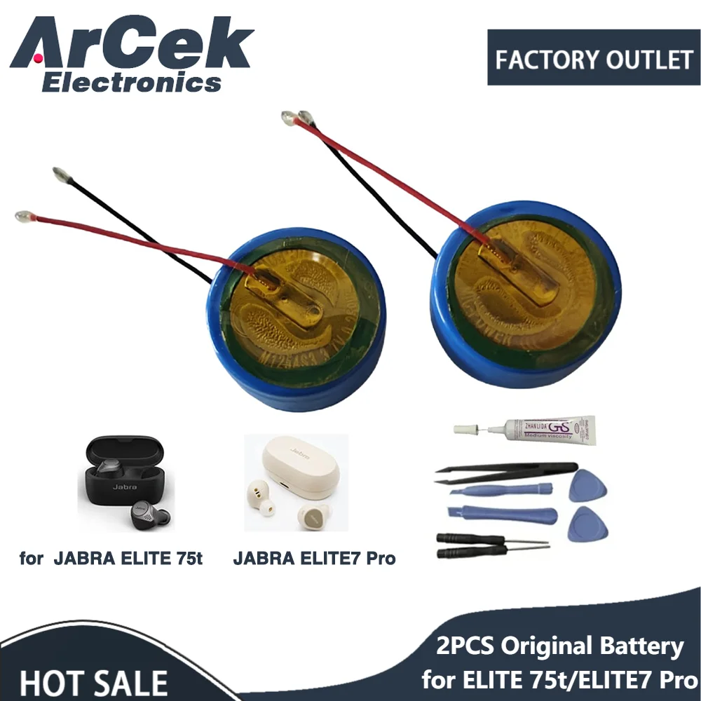 

2 шт. оригинальная перезаряжаемая батарея M1254S3 для Jabra ELITE 75t/Jabra ELITE7 Pro Bluetooth-гарнитура TWS наушники
