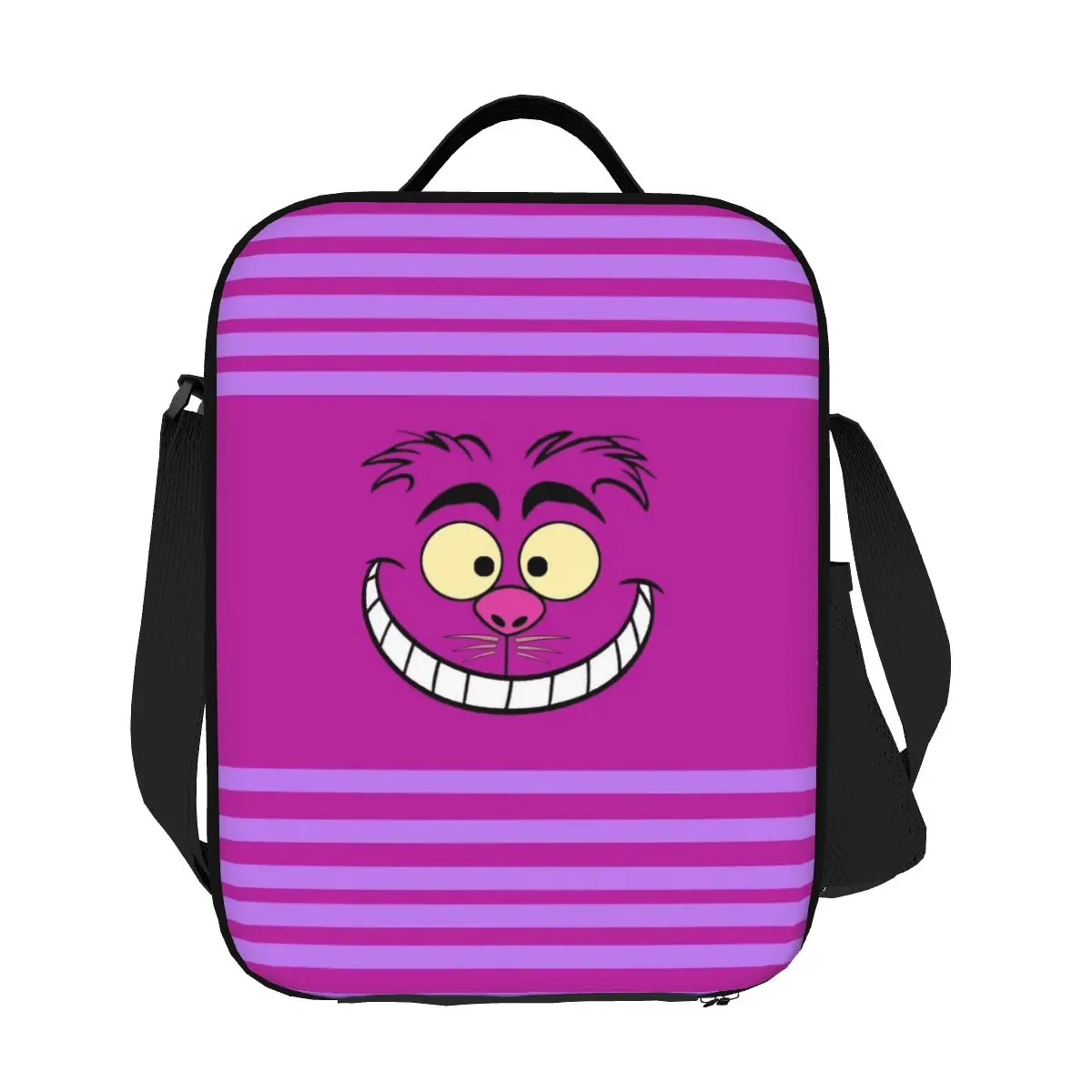 

Custom Alice In Wonderland Cheshire Cat Lunch Bag Women Cooler Thermal Insulated Lunch Box for Children School