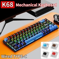 K68 Wired Mechanical Keyboard RGB Lighting Split Cable Gamer Gaming Keyboards Support Windows XP/Vista/7/8/10 Mac Linux Android