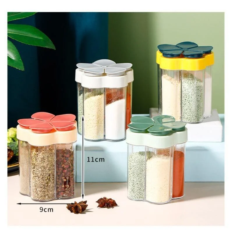 5 In 1 Seasoning Jar Plastic Container Seasoning Bottle Spice Organizer Outdoor Camping Seasoning Container Kitchen Gadget Sets