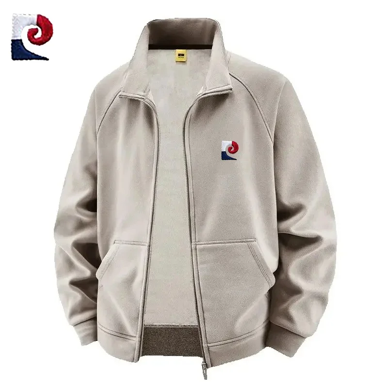 

Autumn and winter men's high-quality fleece stand up collar sweatshirt jacket, new fashionable, casual, warm and versatile top