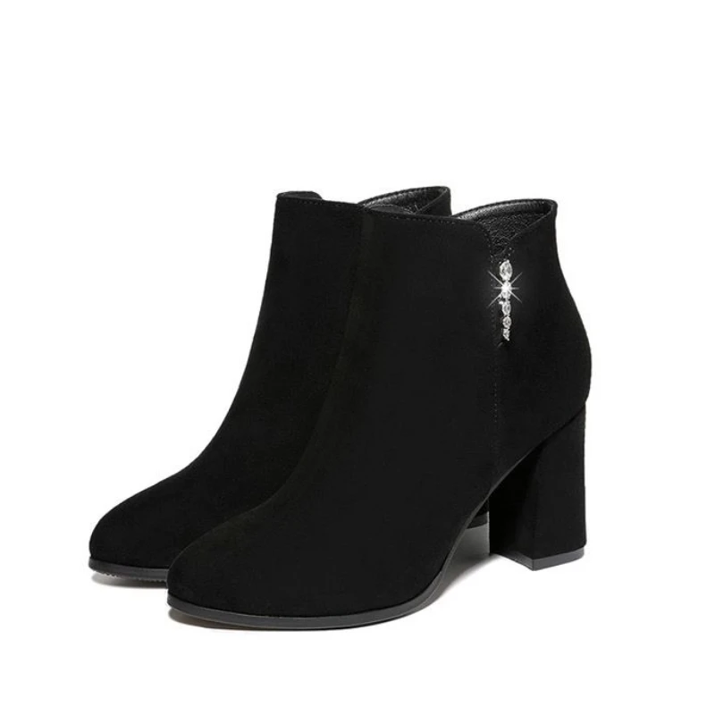 Heeled Ankle Boots for Women Zip Suede Soft Trend 2025 Booties Comfortable and Elegant New In Autumn Goth Hot Woman Short Shoes