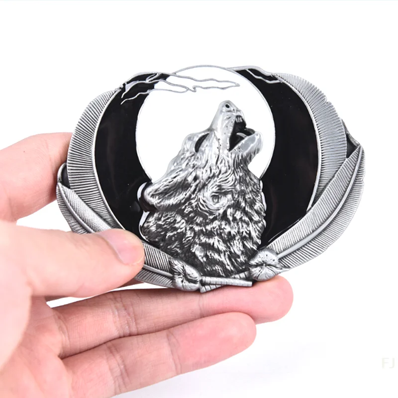 [YU]Western Wolf Moon Men‘s Alloy Leather Belt Buckle Vintage Cowboy Buckle New - Image 2