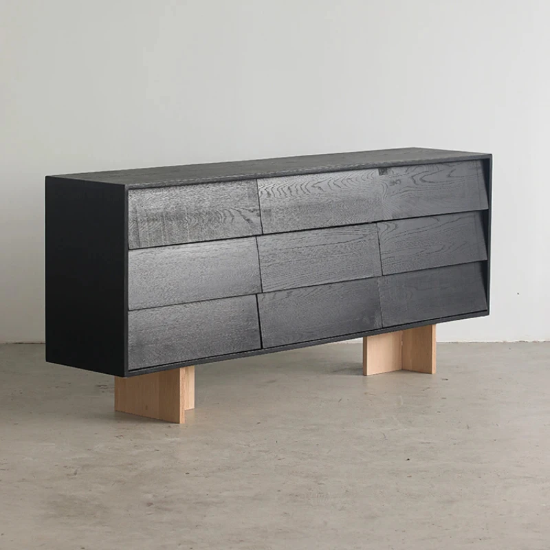 

Italian Minimalist Nordic Solid Wood Nine-Drawer Silent Style Sideboard Wall Storage Mid-Ancient Side Cabinet Bedroom
