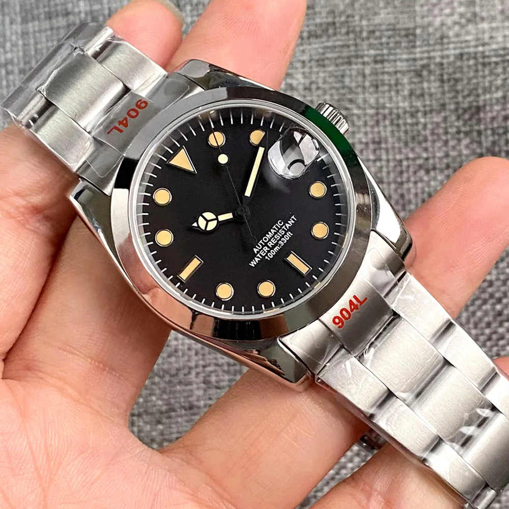 NH35A PT5000 Yellow Markers Automatic Watch for Men 36mm 39mm Stainless Steel Polish Bezel Customize Logo Sapphire 904L Bracele