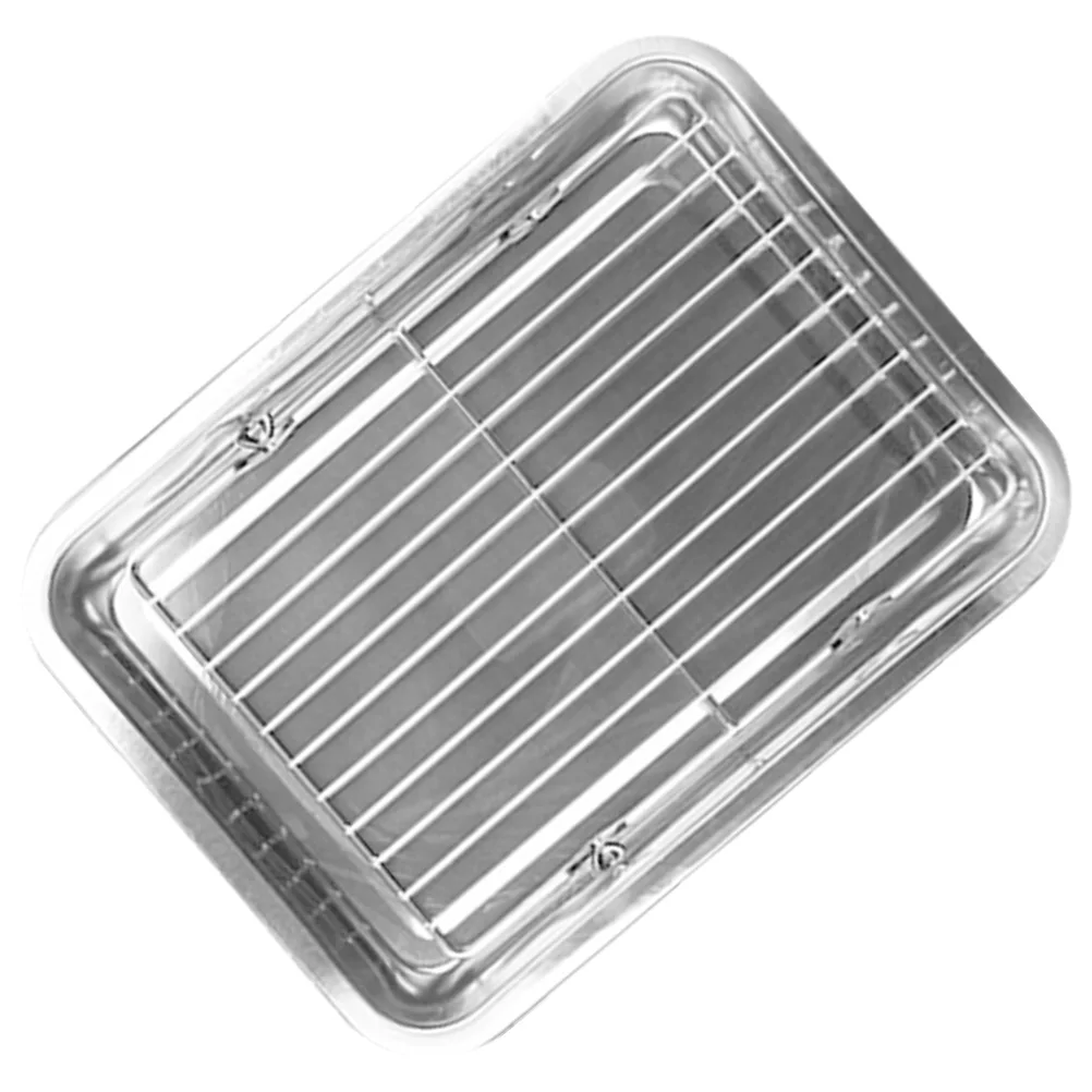 

1 set 1 Set Stainless Steel Fried Food Serving Plate Oil Drain Tray Snack Display Multi Use Frying Storage Container For