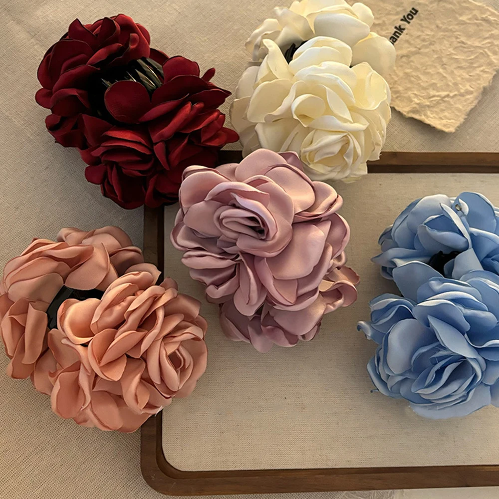 2024 Romantic French Flower Hair Claw Clip Women\'s Advanced Temperament Shark Hairpin Korean Flower Claw Clip Hair Accessories