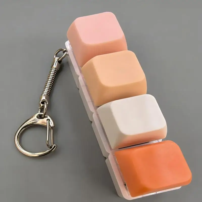 Fidget Toys Press Keyboard Games Key Toy 4 Keys Finger Button Mechanical Keyboard Keycaps Colorful Keychain
