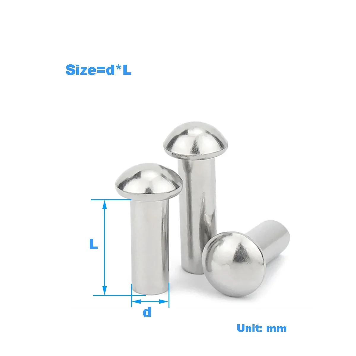 

304 Stainless Steel Half Round Head Solid Rivet / Round Head Rivet M2M2.5M3M4M5M6