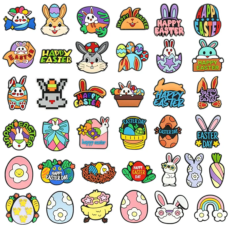 Easter series PVC shoe Charms Slippers Buckle combination Fit Wristbands accessories Decoration Bands gift unisex party