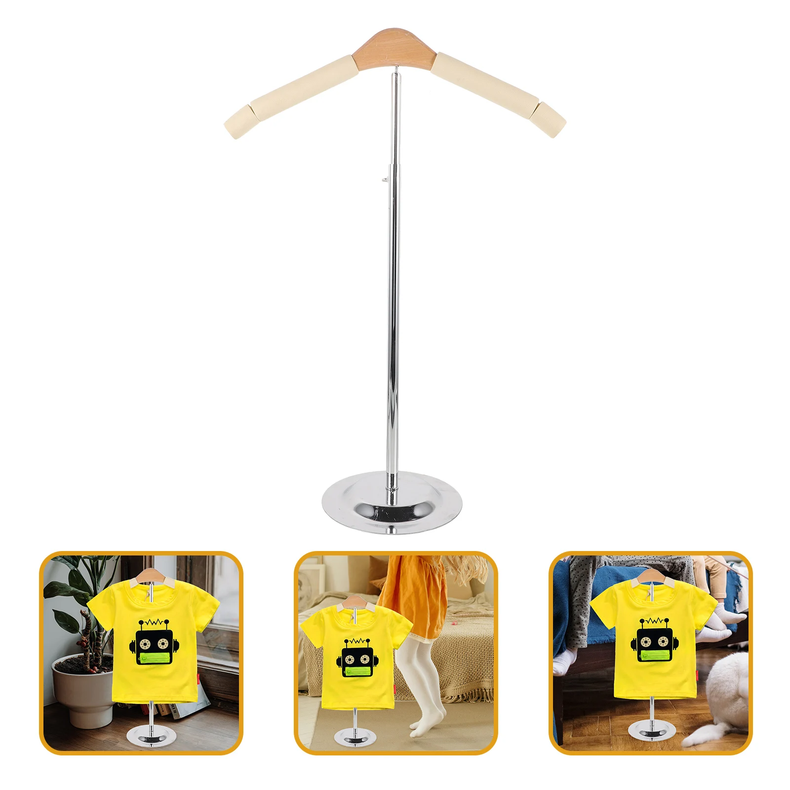 

T Shape Children's Clothing Rack 360 Degree Display Stand T Bar Clothes Hanger Frame Stable Base for Home