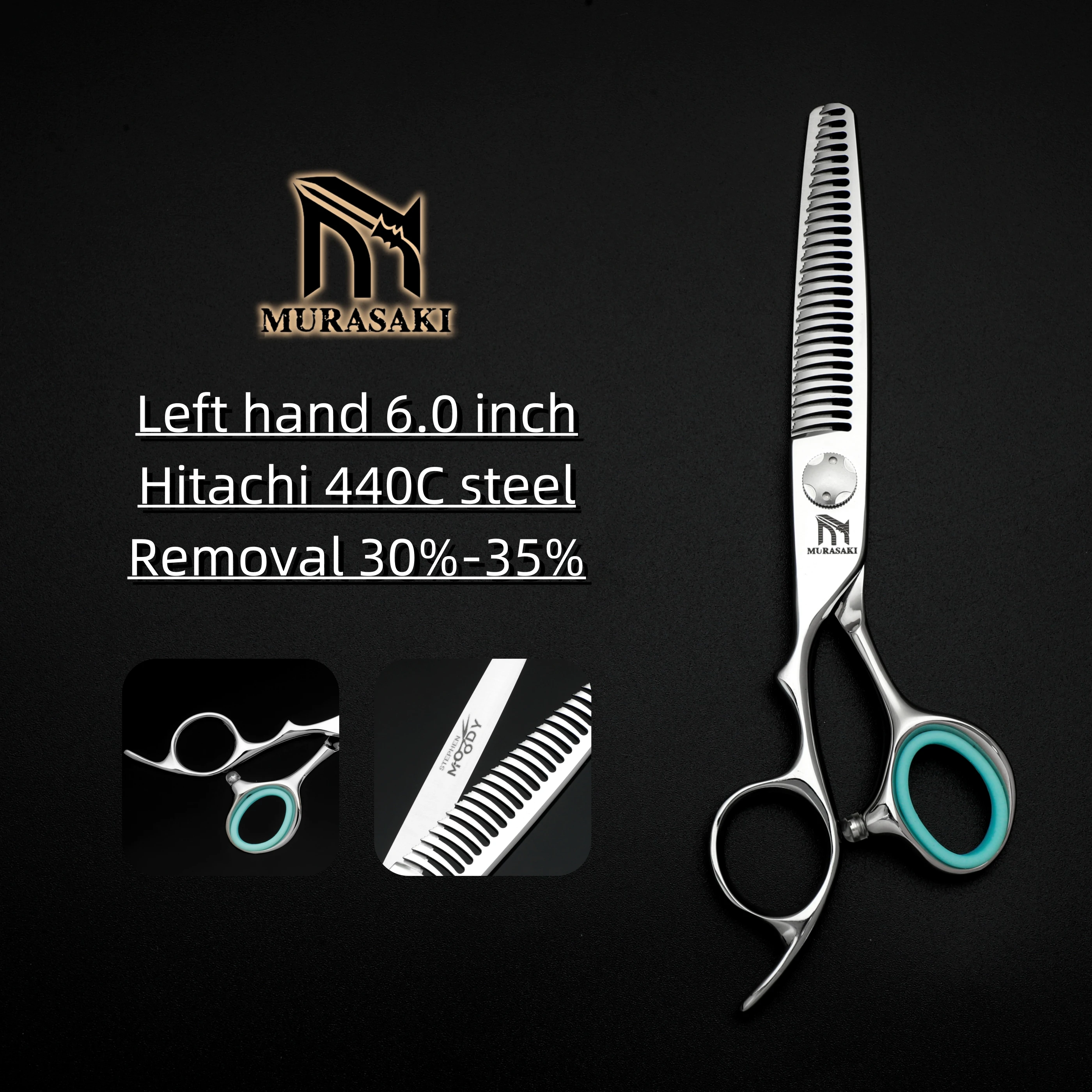 Professionelle Linkshänder-Schere, 6-6,5-6,8 Zoll Haarschneideschere, Japanischer 440C Stahl, Hochwertiges Friseurzubehör – Detail 10