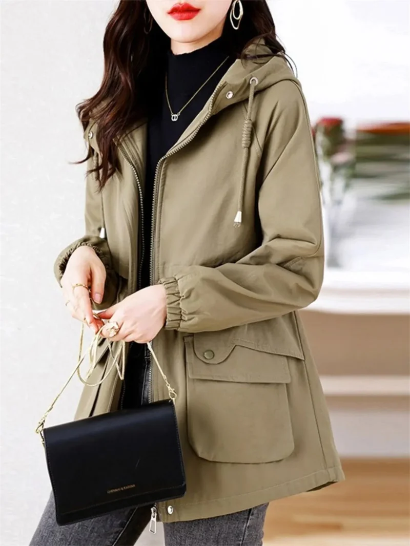 New Spring Fall Women Jackets Windbreaker Female Hooded Casual Basic Coat Korean Loose Zipper Jacket Outerwear Gabardina Mujer
