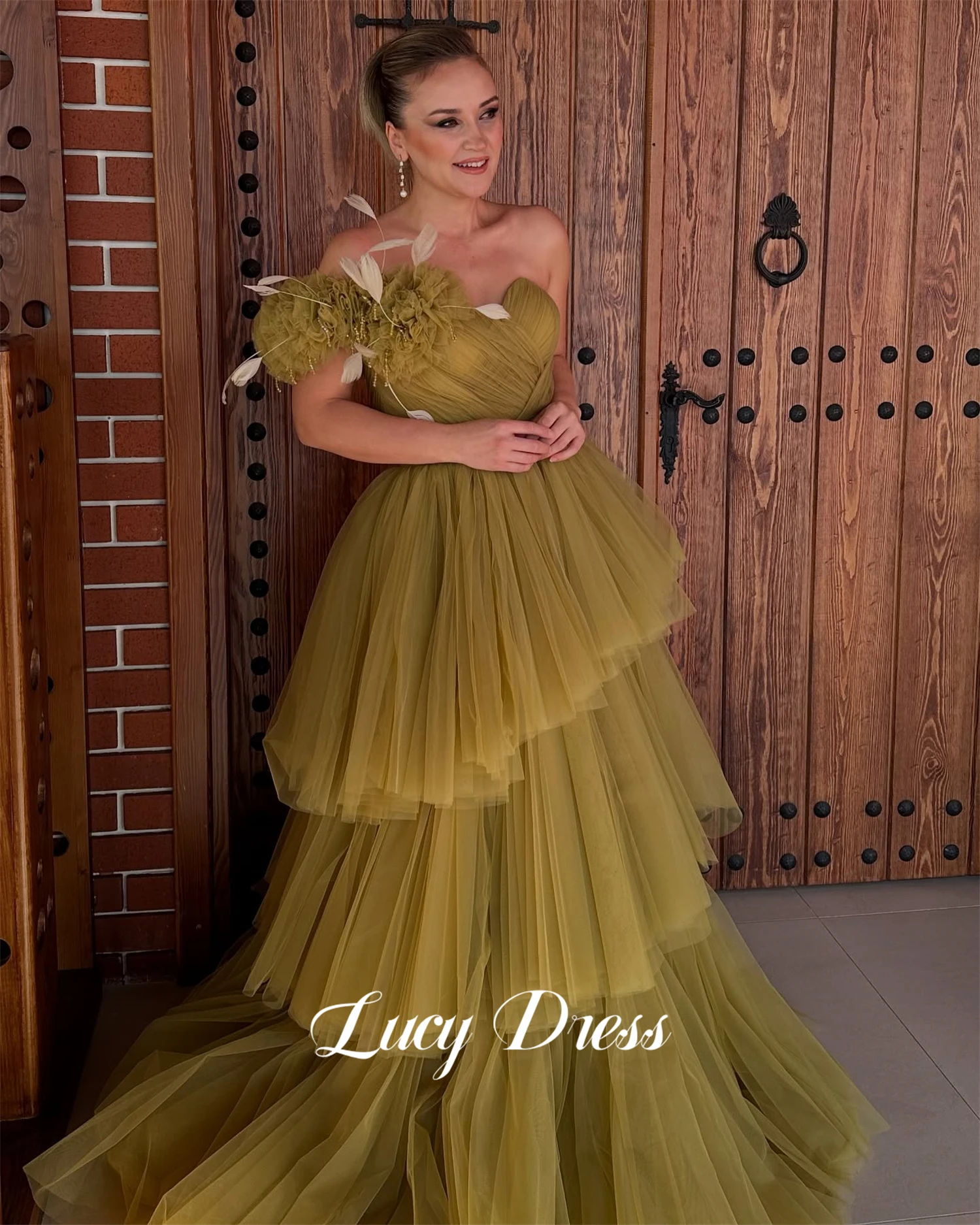 

Lucy Customized Women's Elegant Dresses for Special Occasions Party Dresses Woman Evening Dress Single-shoulder Sleeve Prom New