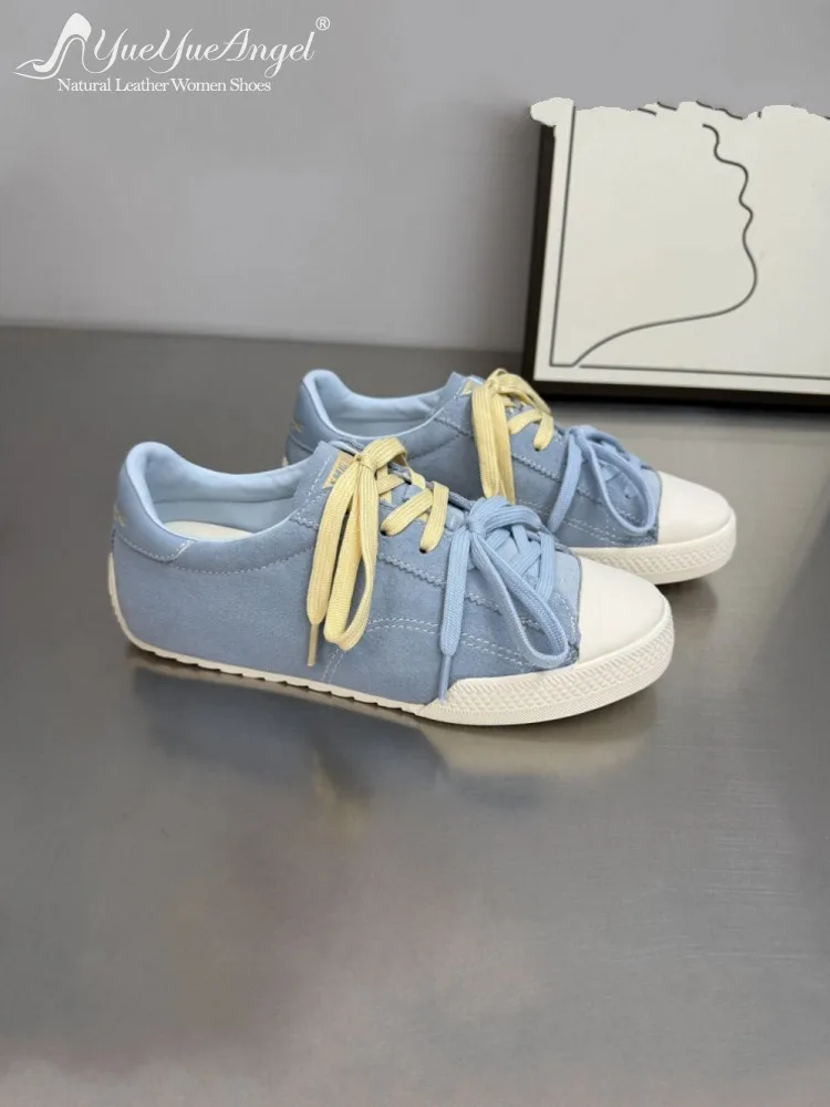 

Women Fashion Comfortable Lace Up Low Cut Cow Suede Leather Shoes Round Toe Flats Joggers Sneakers Shoes Casual Footwear Female