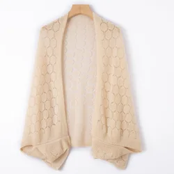 100% pura lana lavorata a maglia Shalws inverno autunno scava fuori Cardigan mantello coperto Pashmina sciarpa caldo morbido Cashmere Wollen Shalws