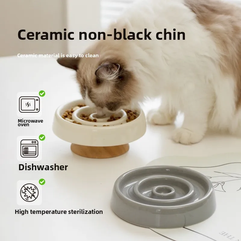 

New Ceramic Cat Slow Food Bowl Anti-choking Small Dog Food Bowl Pet Supply Small Dog Accessories Pet Products