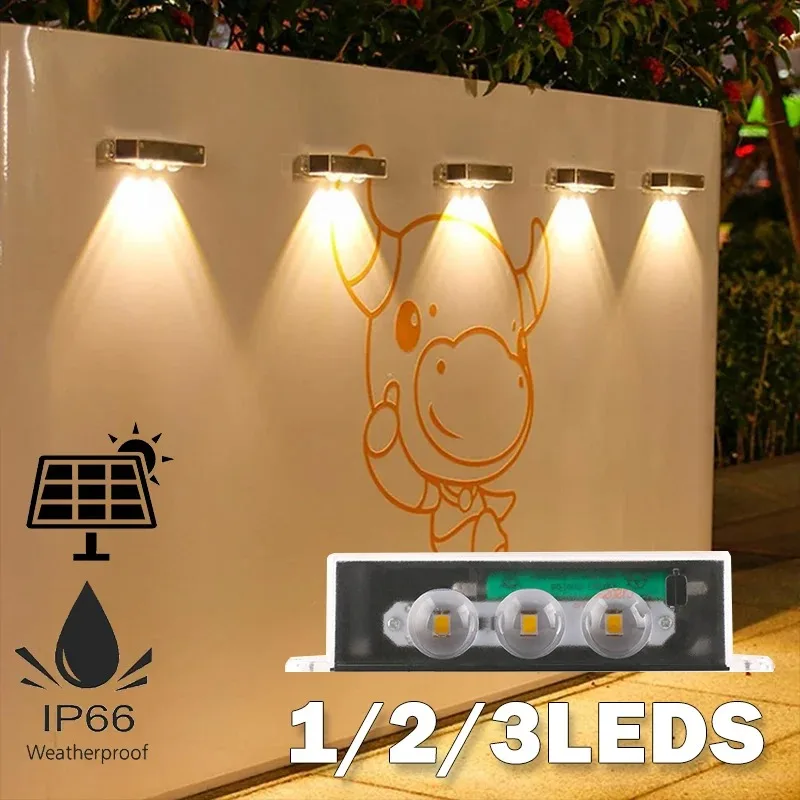 Weatherproof Solar Wall Lights Warm White LED for Durable and Decorative Lighting Along Yard Garden Porch and Home Exterior