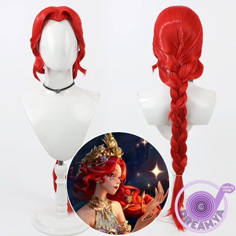 Grace Cosplay Wig Identity V Red Braided 100cm Heat Resistant Synthetic Hair Halloween Party Role Play Carnival + Free Wig Cap