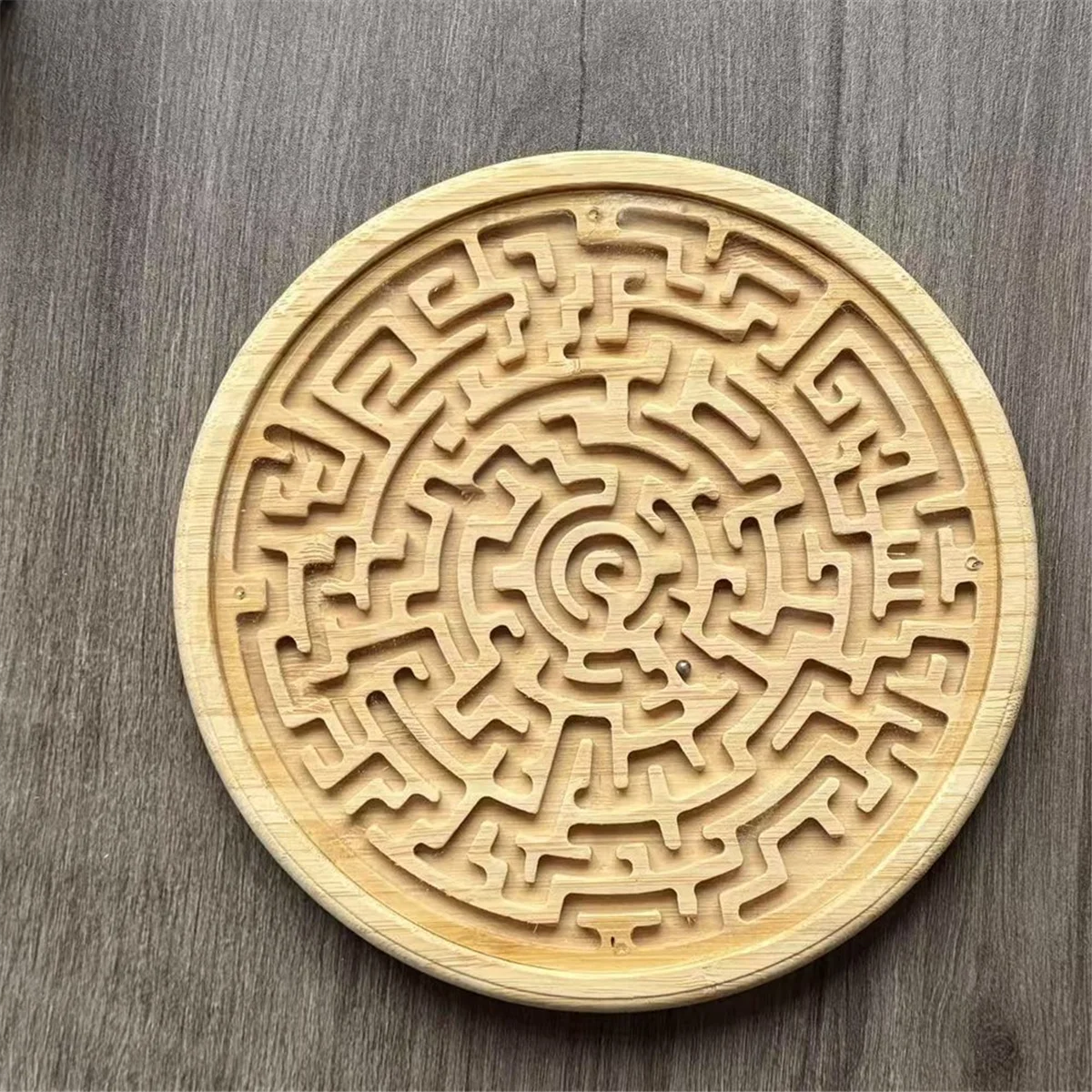 AA98 Drewniana Gra Planszowa Labirynt Puzzle Okrągły Labirynt Planszowy Wielofunkcyjna Gra Logiczna Labirynt Zabawka dla Maluchów i Dorosłych