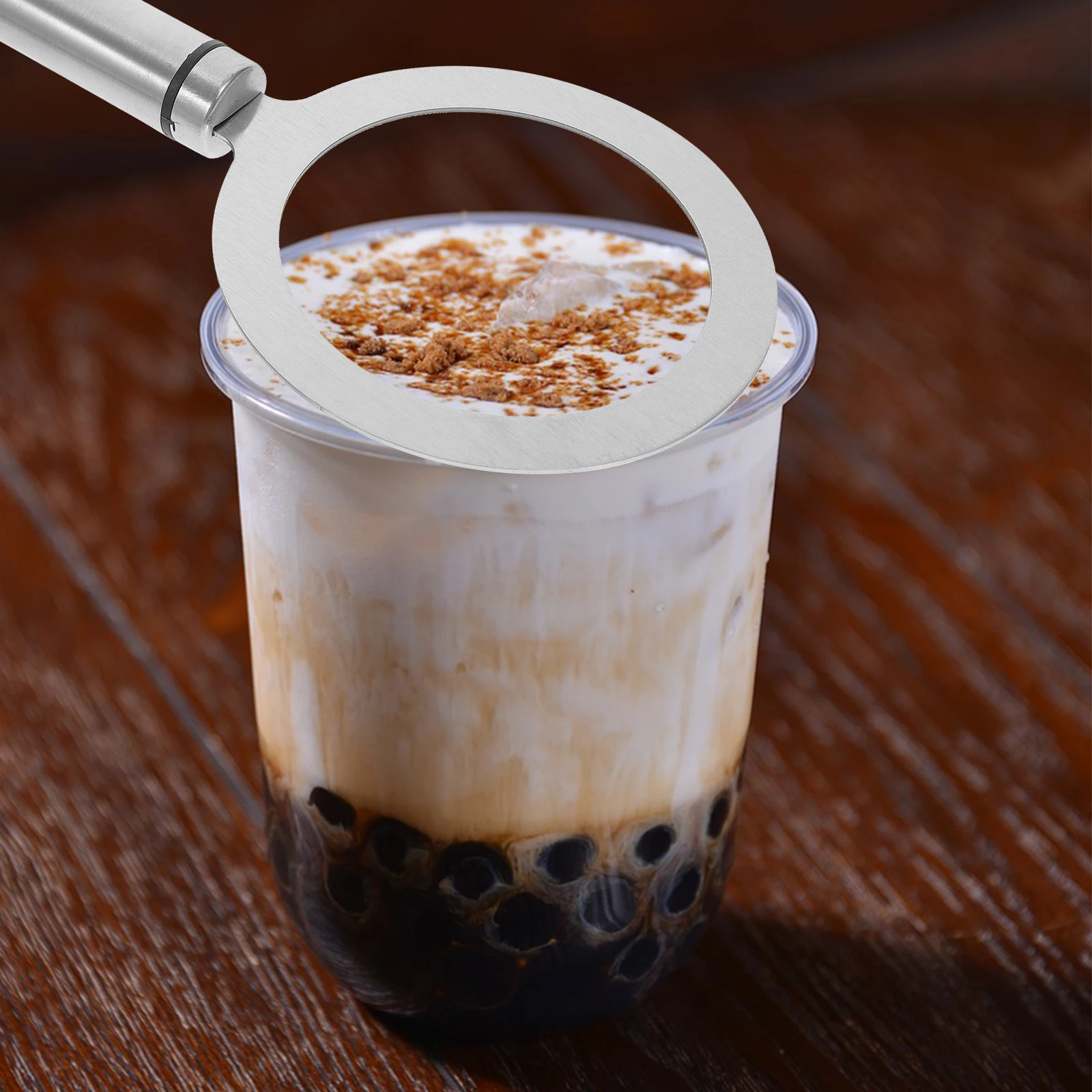 

Stainless Steel Milk Tea Rim Blow Ring Practical Protective Cover Milk Tea Cup Rim Tool for Cafe Bakery