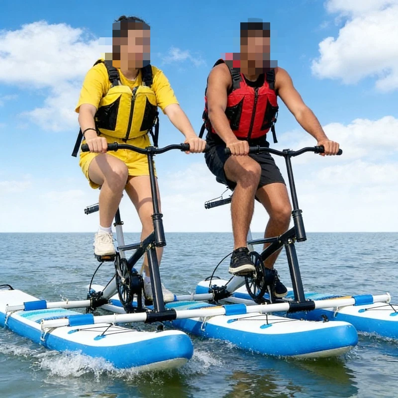 Water bicycle amusement boat unpowered pedal interactive amusement facilities and equipment