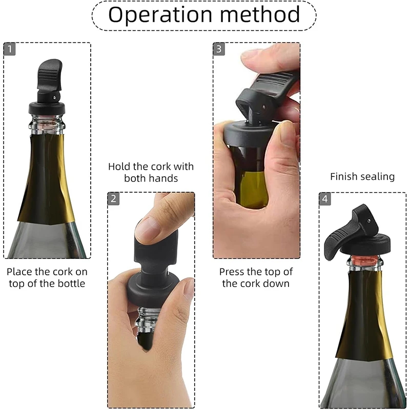 6Pcs Wine Bottle Stoppers Reusable Plastic Wine Corks Wine Stoppers Bottle Caps Champagne Stoppers with Airtight Seal JT550