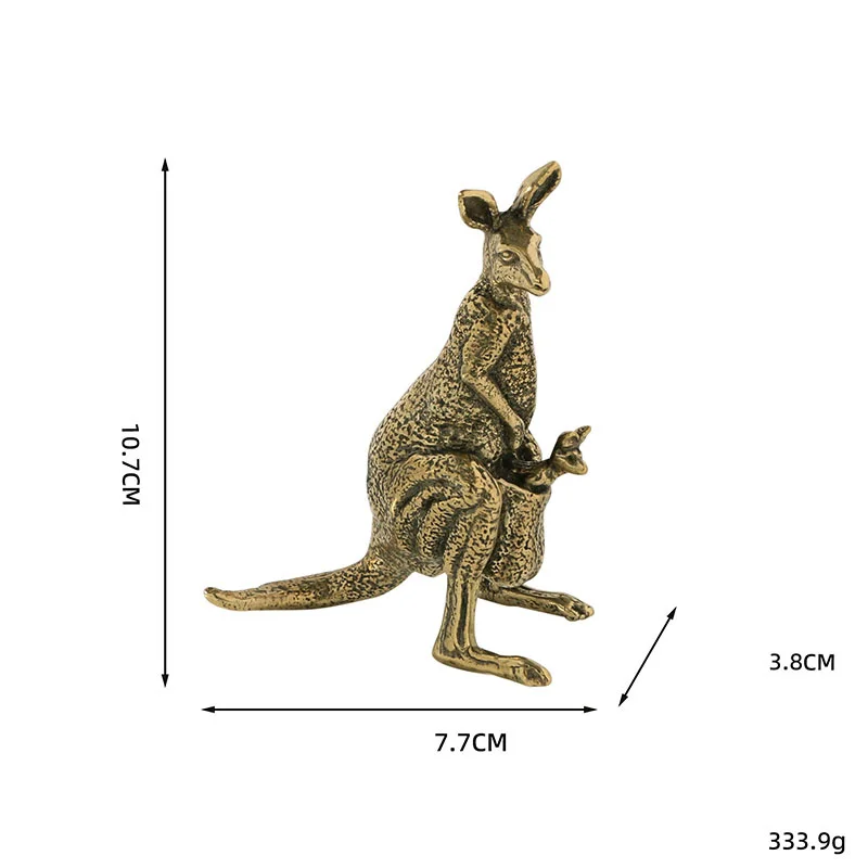 Kangaroo Mother and Baby Figurine Brass Sculpture Maternal Love Animal Lover Animal Lover Office Bookshelf Decor