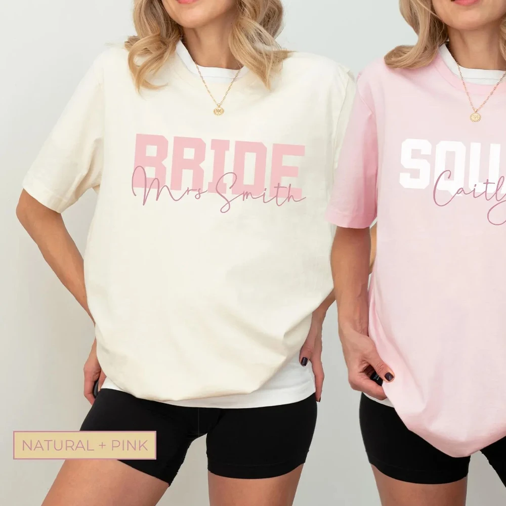 

Personalized Bachelorette Party Shirt Custom Hens Party Group T-shirts Girls Trip Short Sleeve Cotton Unisex Y2K Top Streetwear