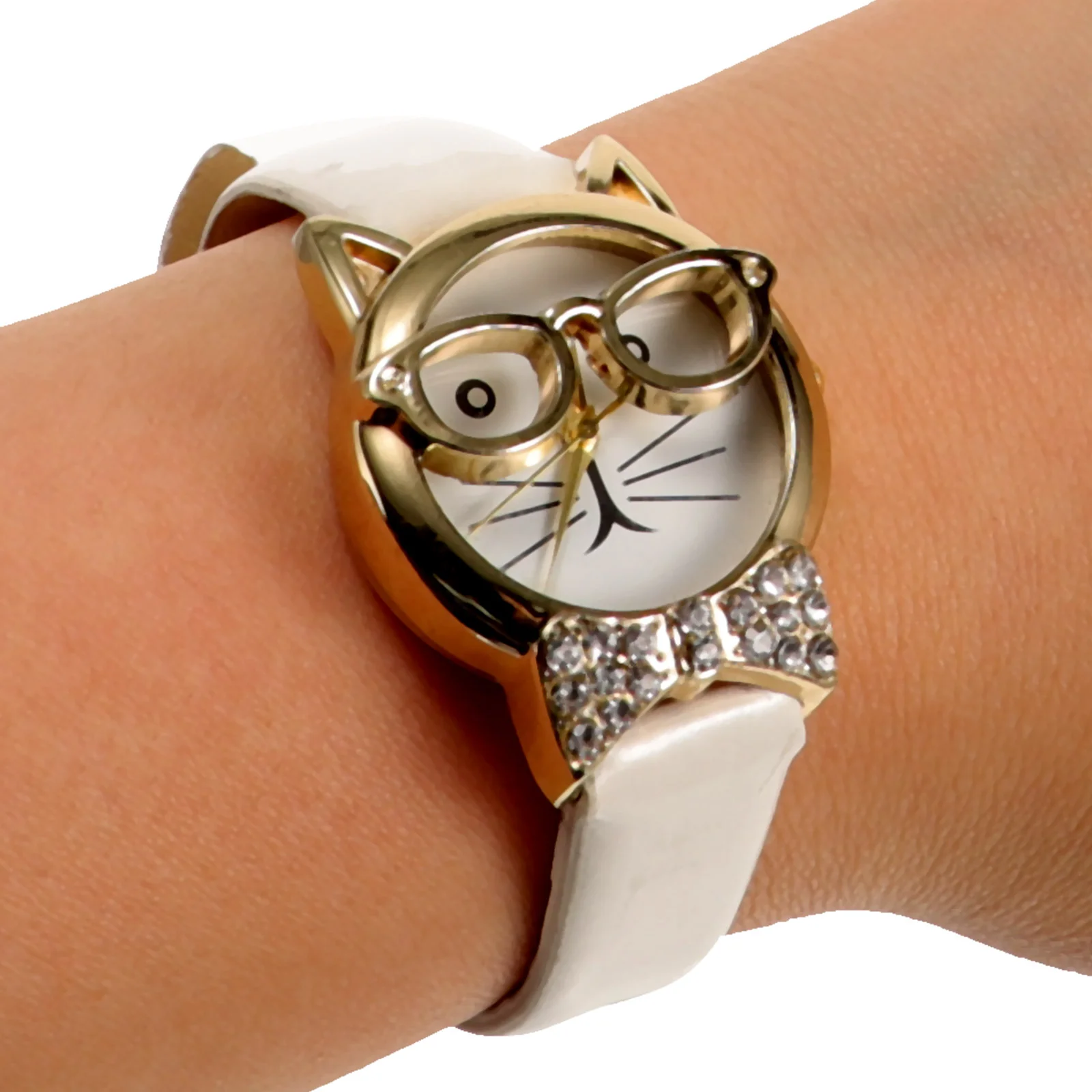 Glasses Cat Watch for Girls Kids Clock Waterproof Watches Sports Kids' Wrist Women Gift Bracelet Electronic