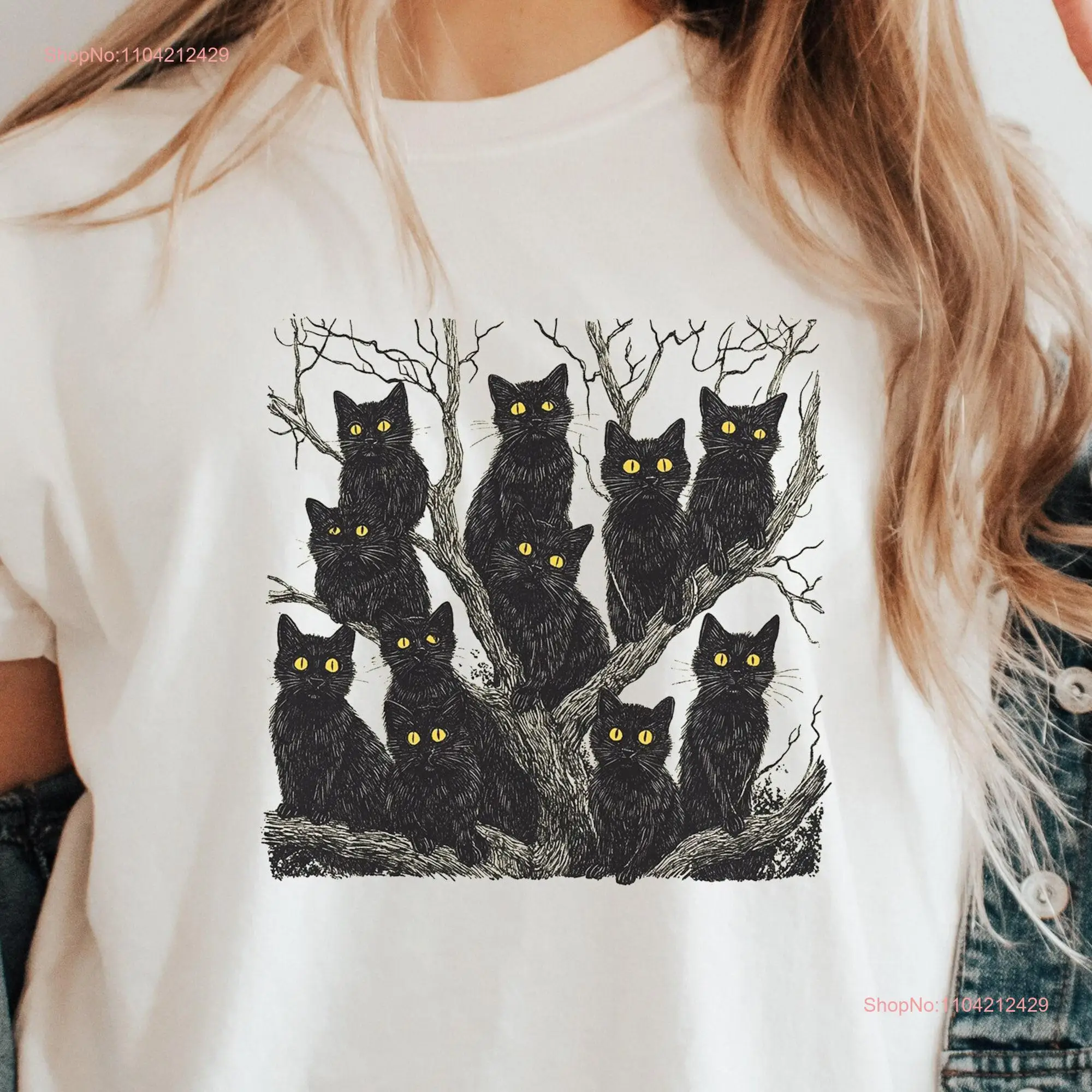 Halloween Cat Comfort Colors T Shirt Cute Womens Fall Spooky Season For long or short sleeves