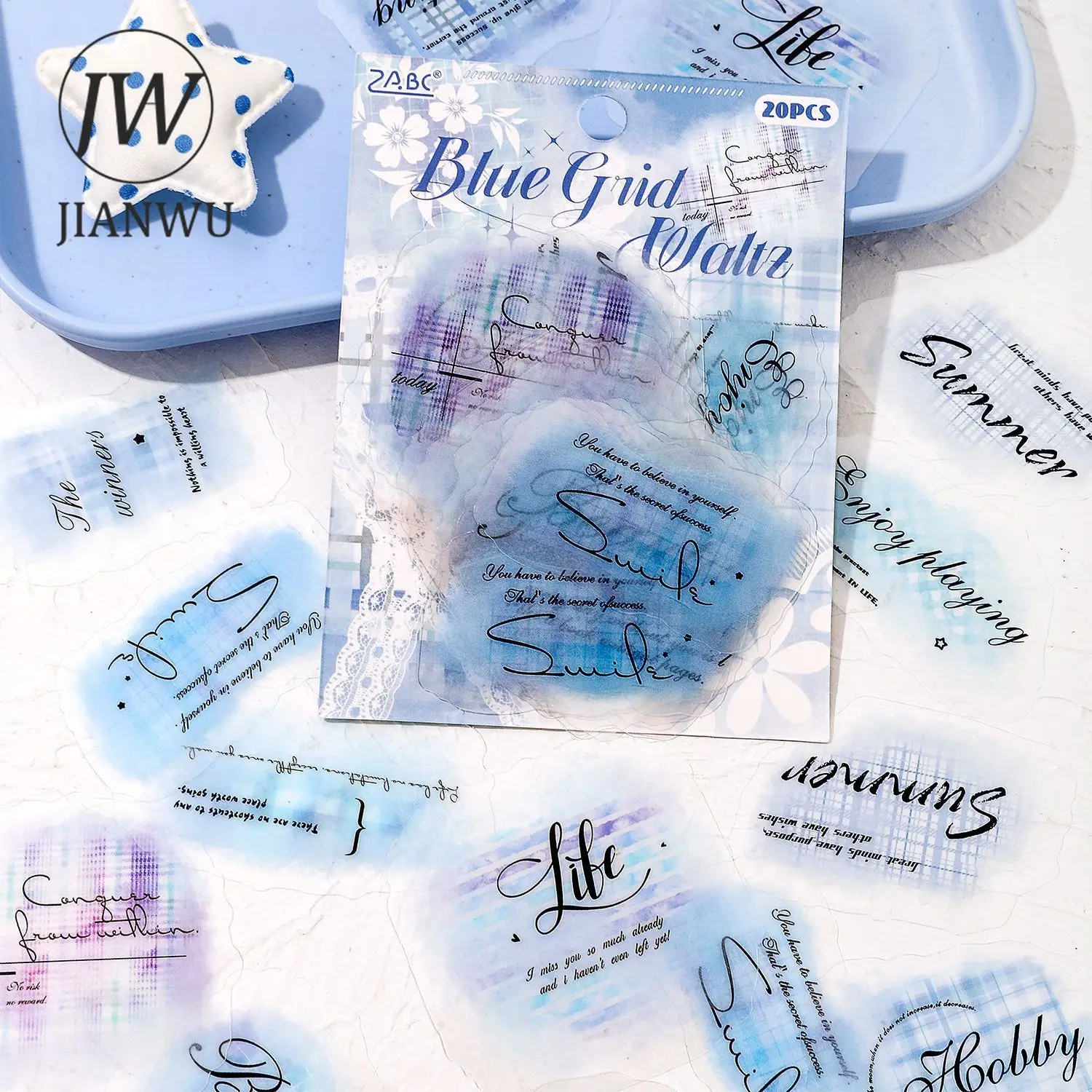 

JIANWU Gewu Wonderland Series Vintage Smudge English Text Landscape Material Collage PET Sticker Creative DIY Journal Stationery