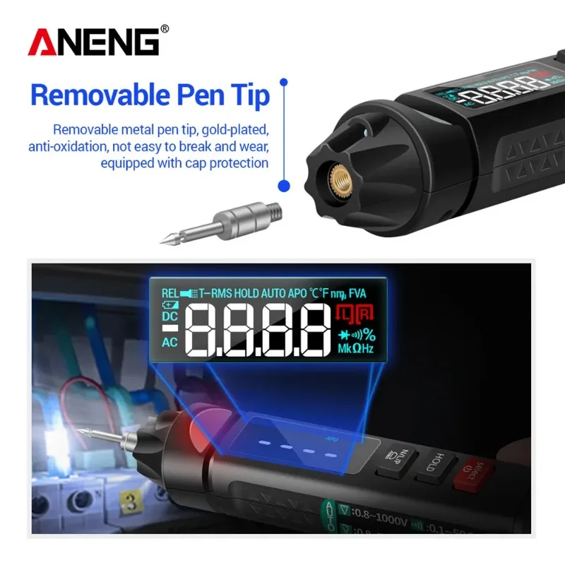 ANENG A3008/A3007 Multimeter-Teststift, automatischer intelligenter Sensor, 6000 Zählungen, elektrische AC/DC-Spannung, berührungsloser Tester, Bleistift