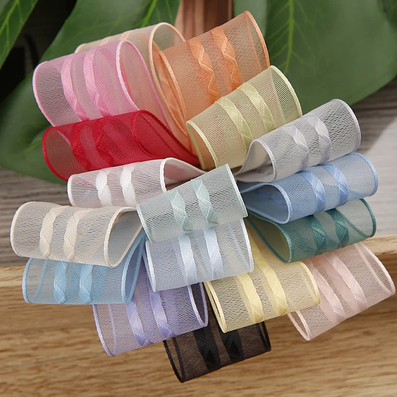 

Korean Organza Decorative Ribbon 38mm 25mm 16mm 10mm For Bows Blouse Crafts Materials Wedding Supplies Lace Tulle Tape 100Yards