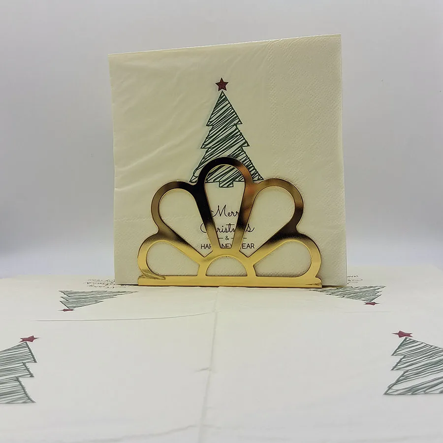 Christmas Tree Napkins, Merry Christmas & Happy New Year Paper Napkins, 2-Ply Xmas Dinner Napkins for Holiday Party Table Decor,