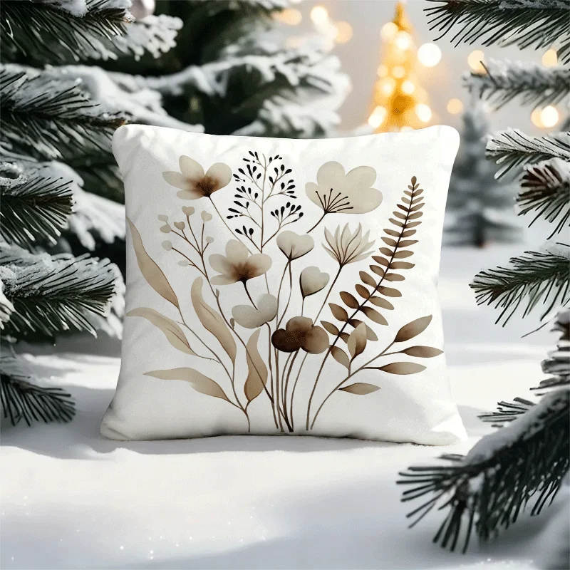 Watercolor botanical patterned cushion cover, suitable for sofas, bedrooms and living rooms, pillow insert not included.
