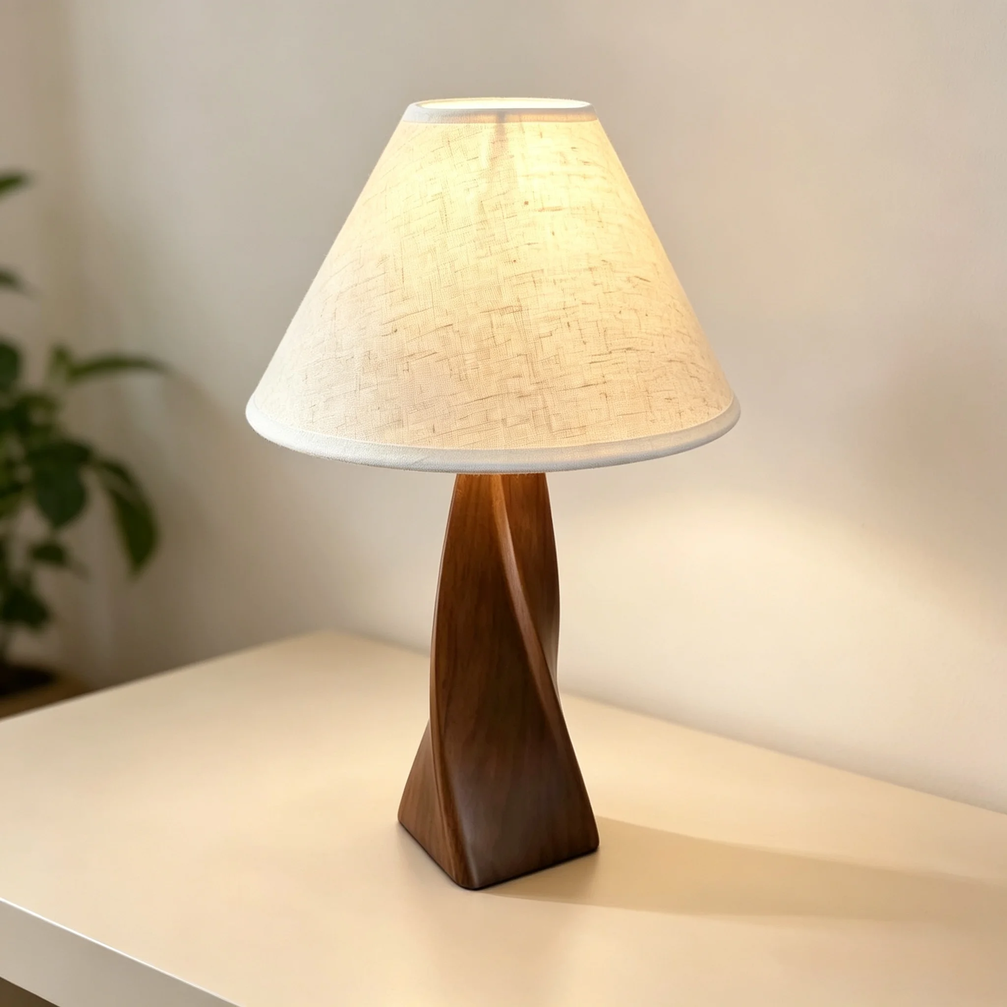 New Wabi-sabi Style Solid Wood Table Lamp, Vintage Style, Walnut Color, Fabric Table Lamp Bedroom Decor, Bedside Soft Light