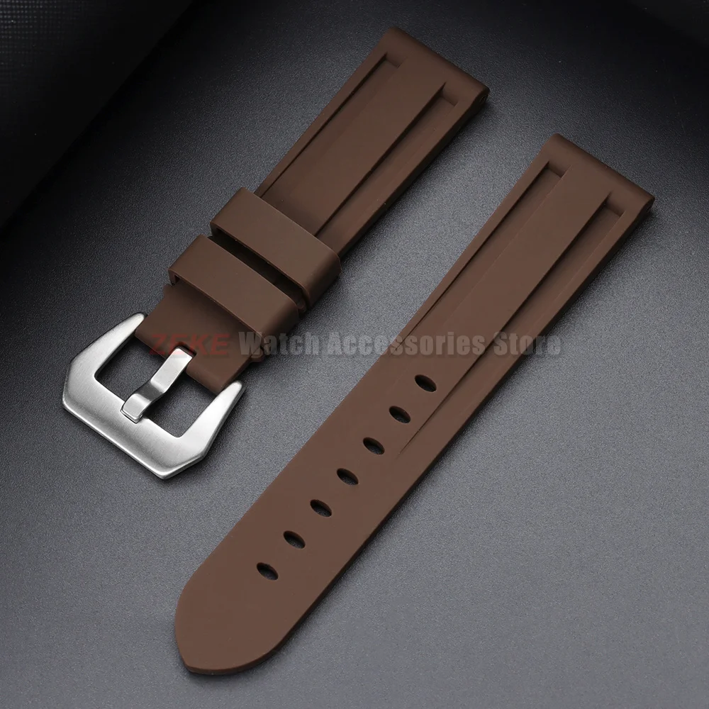 Sportliche 20mm 22mm 24mm 26mm Silikon-Uhrenarmbänder Weiche Komfortable Gummi-Uhrenarmbänder für Panerai Blaue Schwarze Armbänder Zubehör – Detail 20