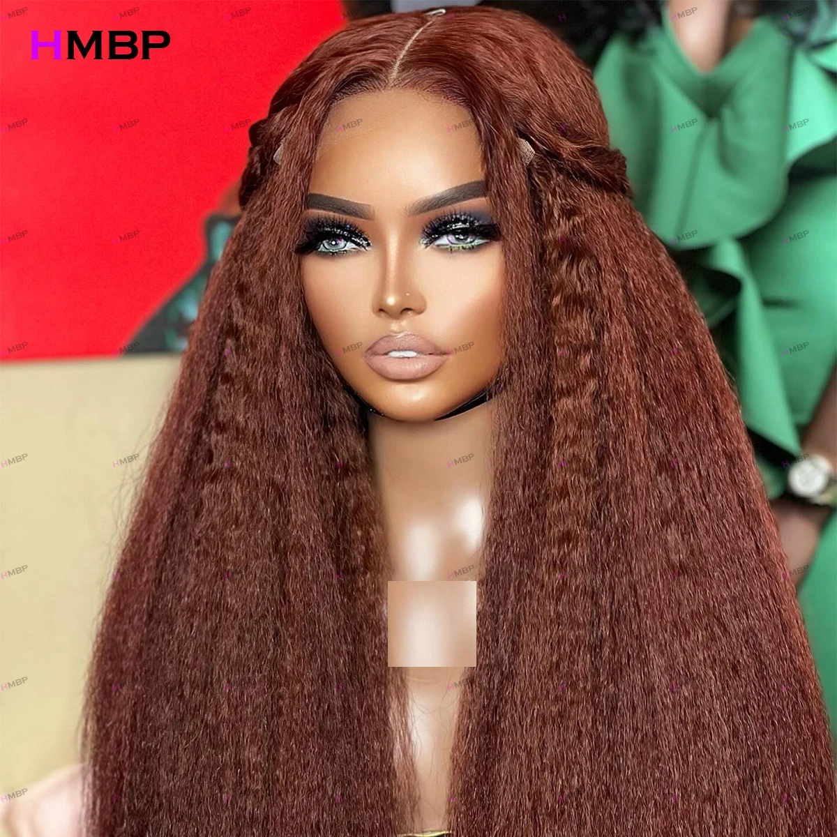 Reddish Browm 450 Density Glueless Lace Wig Human Hair Ready To Wear 360 HD Lace Frontal Wig Kinky Straight Brazilian For Women