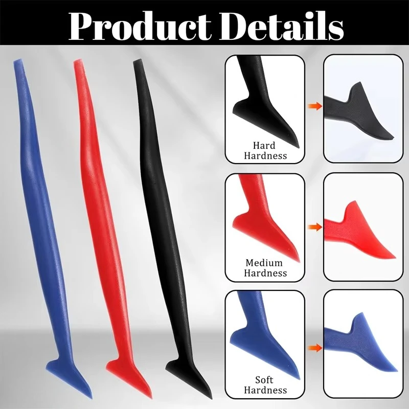 Upgraded Car Micro Squeegee Curves Slot Tint Tool Different Hardness Gasket Squeegee for Installing Auto Wraps Film Stickers