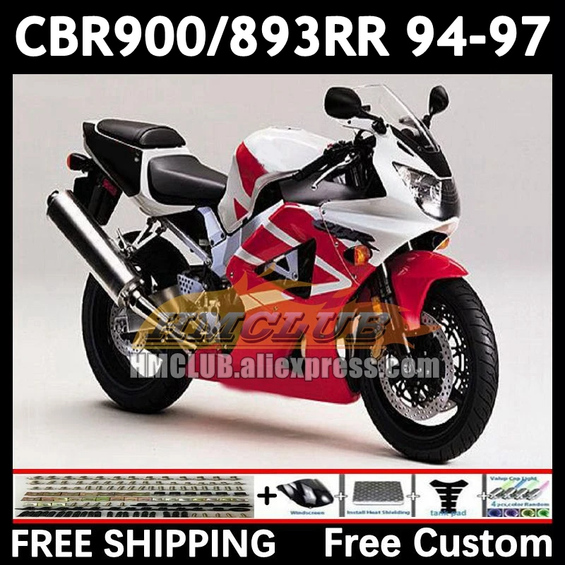 Fairing red white Kit For HONDA CBR900 CBR893 RR CBR 900 893RR CBR900RR 72No.41 CBR893RR 94 95 96 97 1994 1995 1996 1997 Body