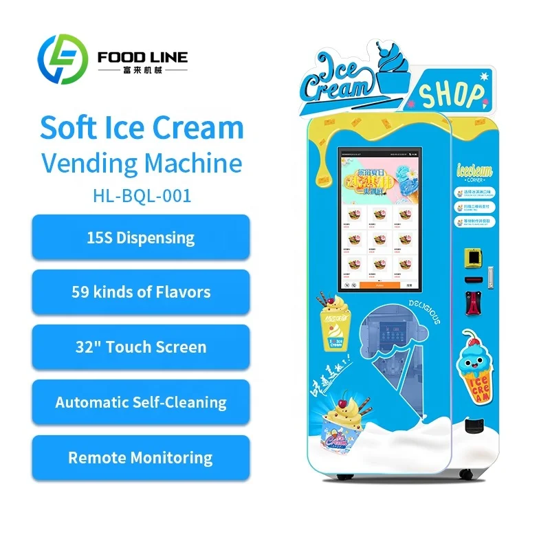 Immagine 6: Distributore Automatico di Alimenti Surgelati Personalizzabile, Macchina Intelligente per Gelato a 50 Gusti con Cono Automatico