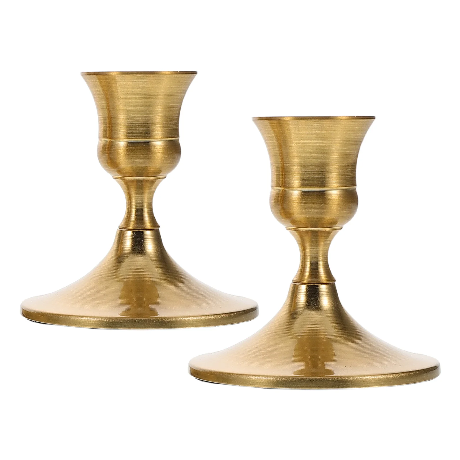 

2pcs Brass Holders European Vintage Taper Candlestick Table Centerpiece For Wedding Party Dinner Christmas Decor