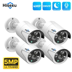 Hiseeu-POE Câmera CCTV IP com Vigilância com Fio, Bala de Segurança à Prova D 'Água, Áudio ONVIF, Vídeo H.265, Exterior, 4MP, 5MP